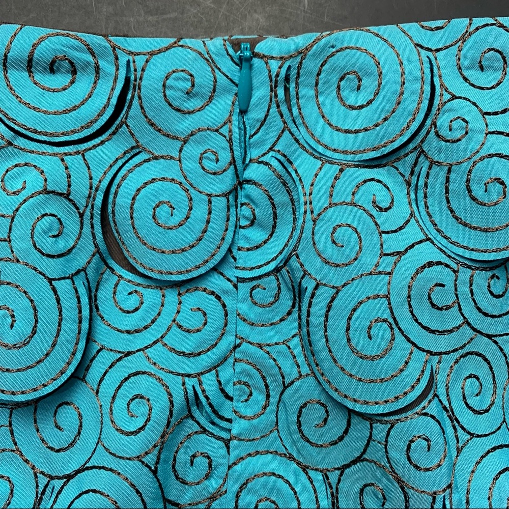 Sevier Skirts custom skirt, aqua and brown swirls with cutouts - Picture 6 of 8